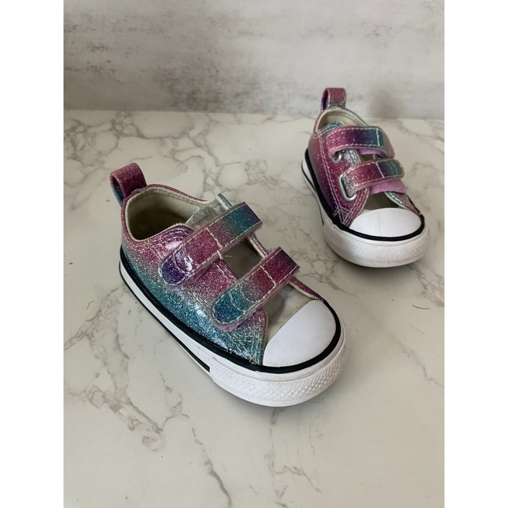 Converse Sneakers Toddler Sz 4 Sparkly Purple Blue
